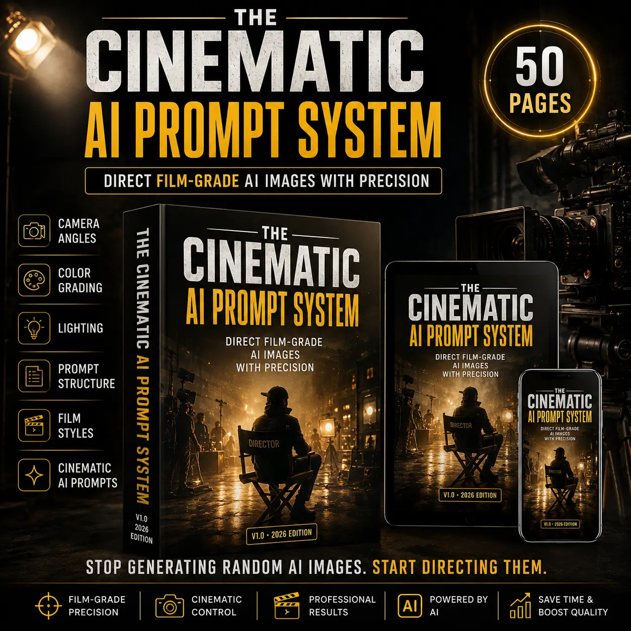 The Cinematic AI Prompt System | AI Filmmaking Prompt Guide | Cinematic Video & Image Prompts for Creators